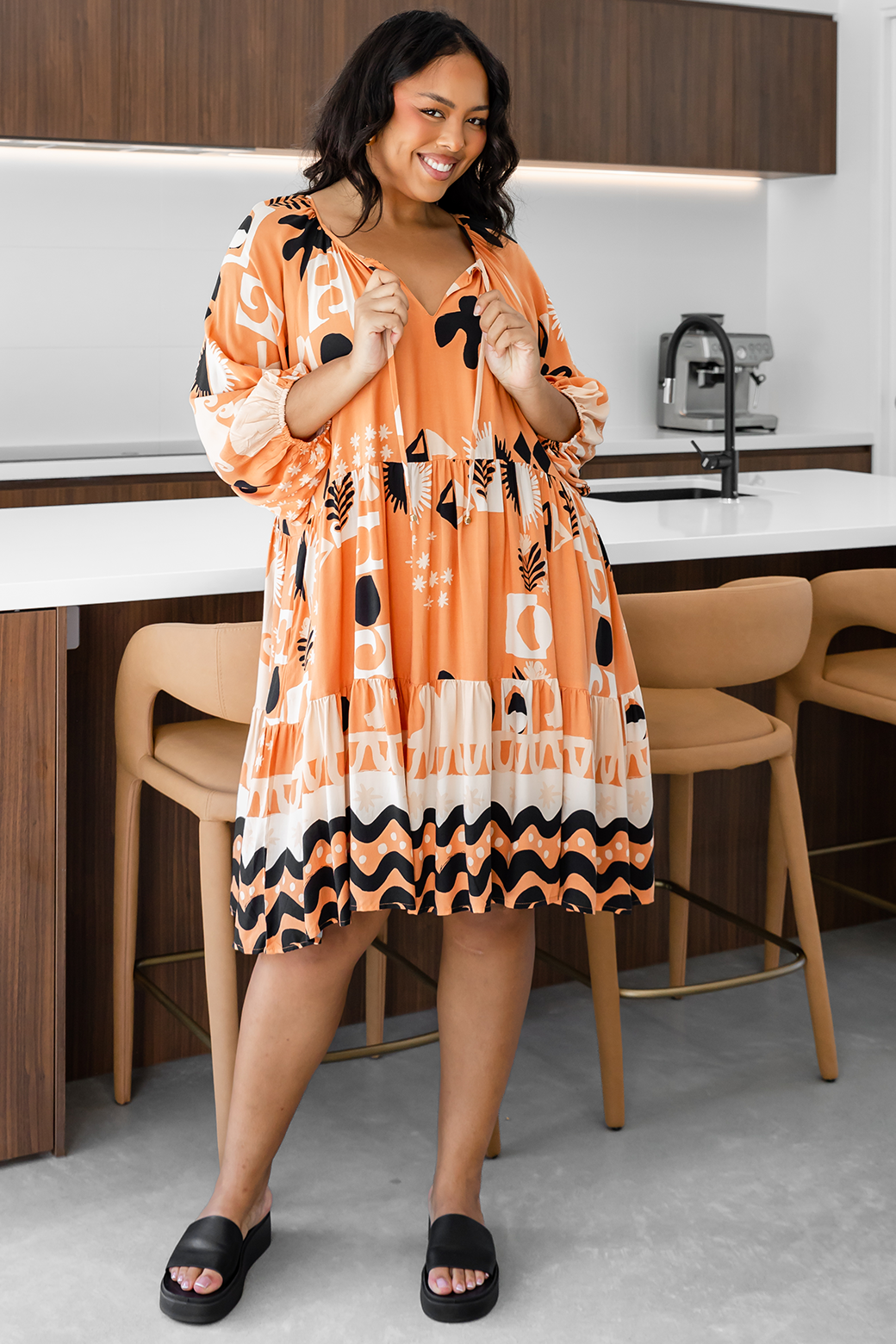 Final Sale | Teagan Dress Apollo Print Sand