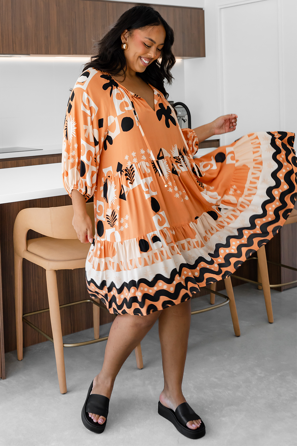 Final Sale | Teagan Dress Apollo Print Sand