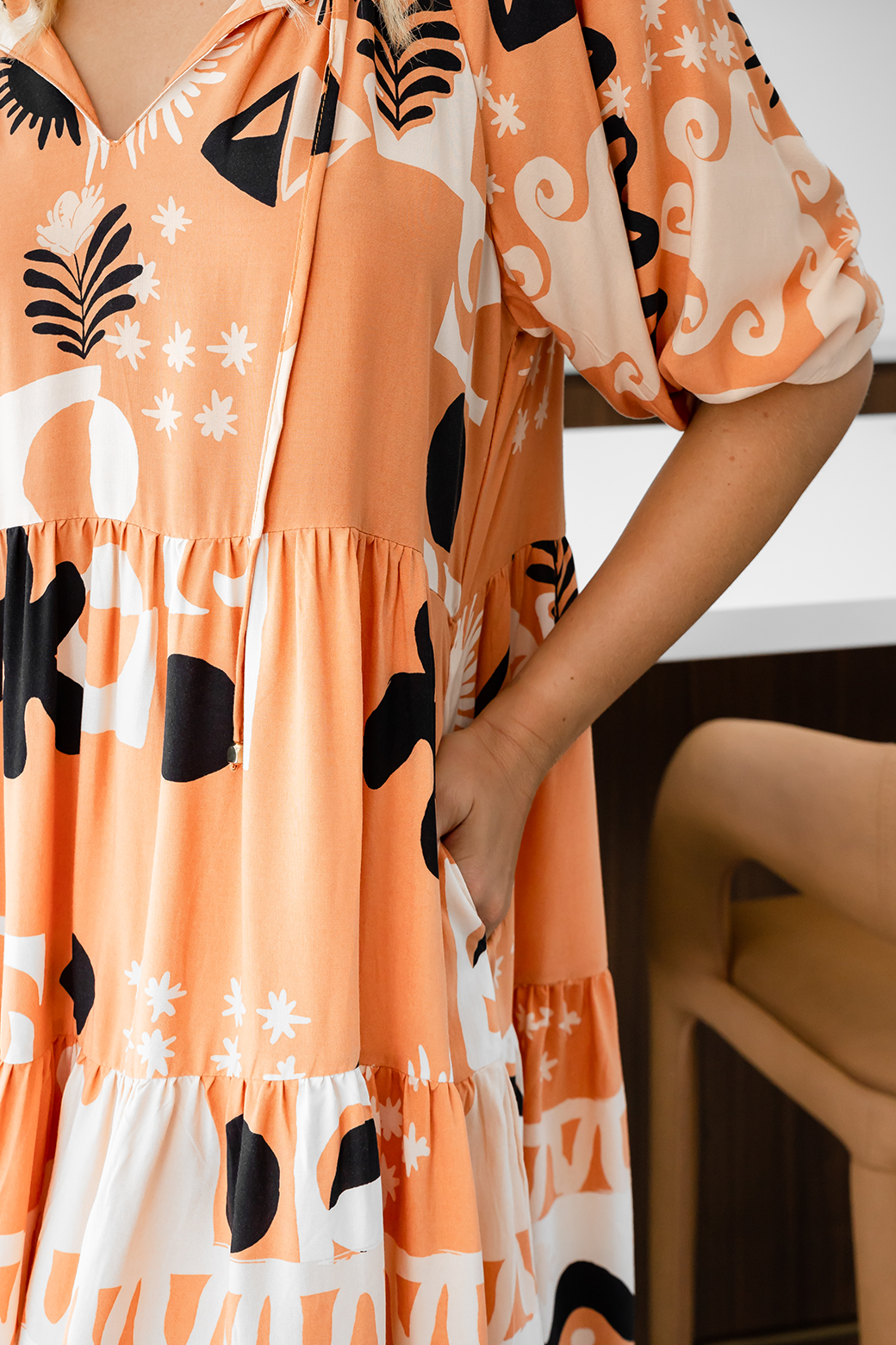 Final Sale | Teagan Dress Apollo Print Sand
