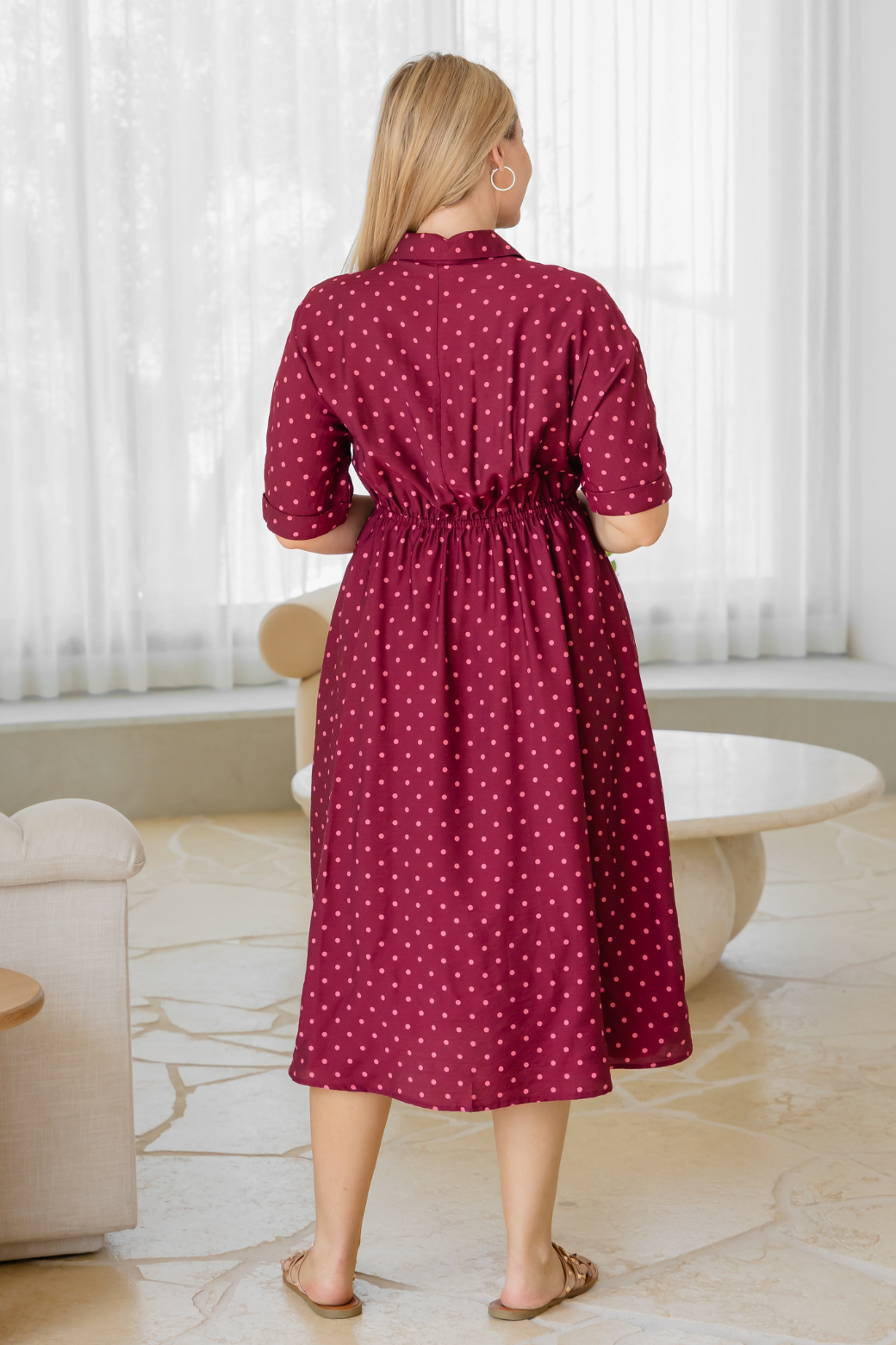 Theresa Midi Dress Burgundy Mini Spot
