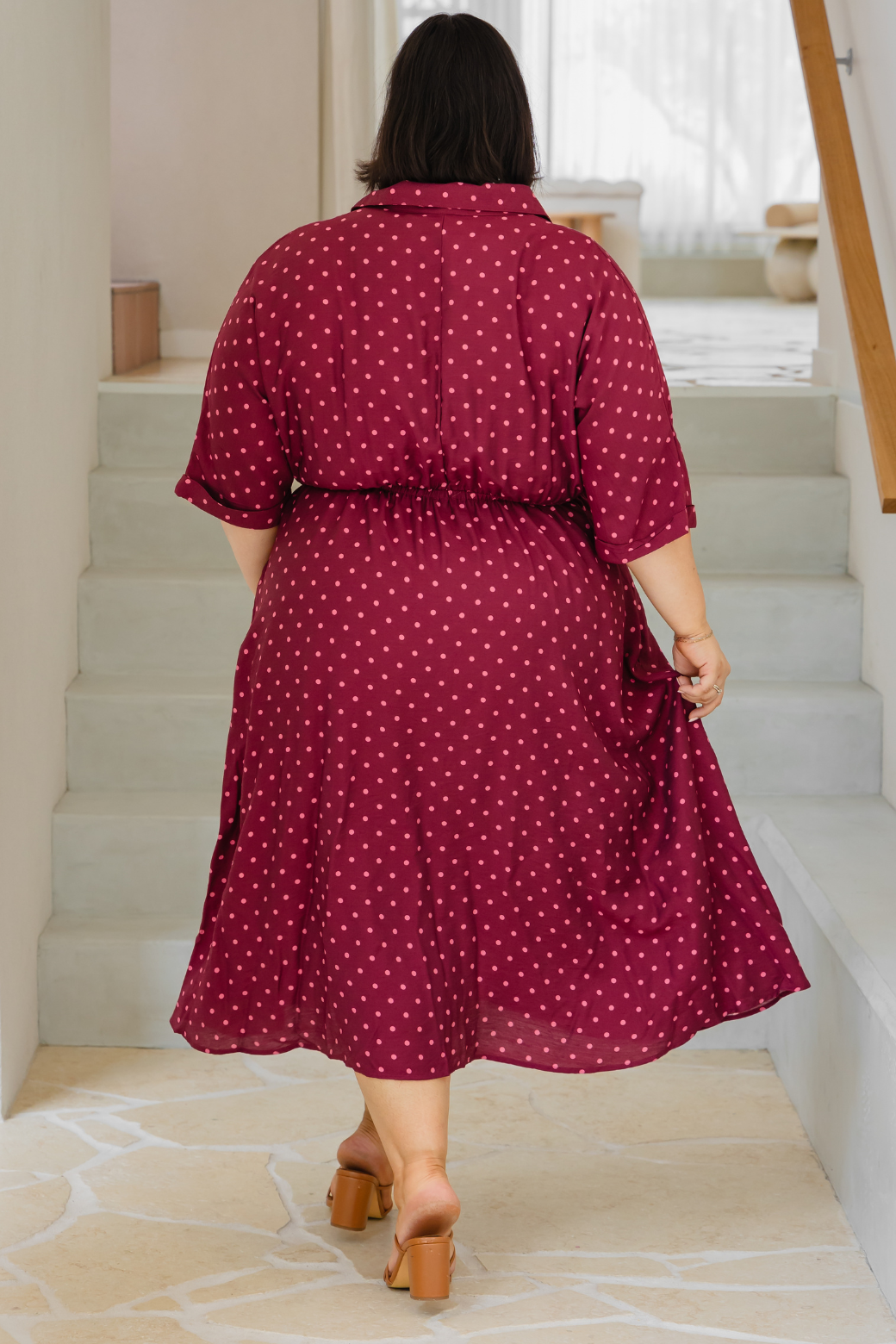 Theresa Midi Dress Burgundy Mini Spot
