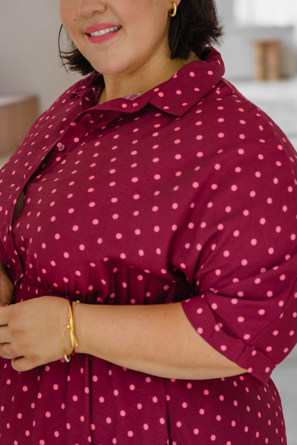Theresa Midi Dress Burgundy Mini Spot