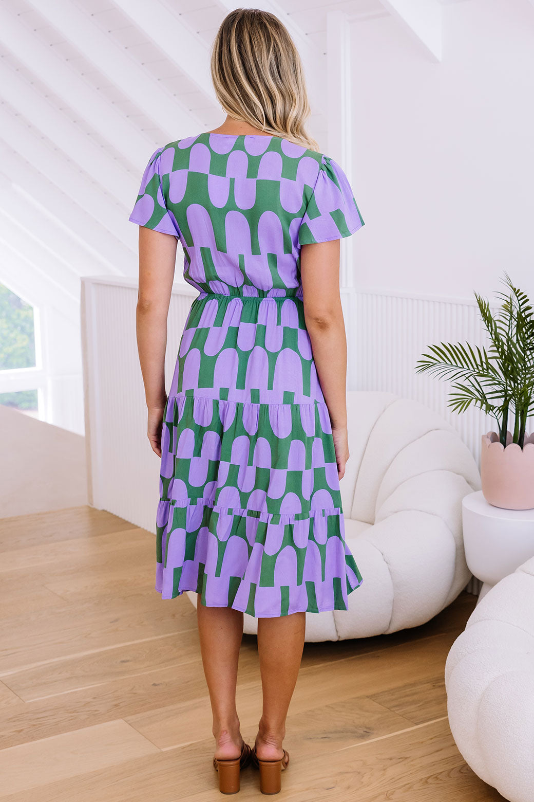 Tiana Midi Dress Malibu Print Olive Purple