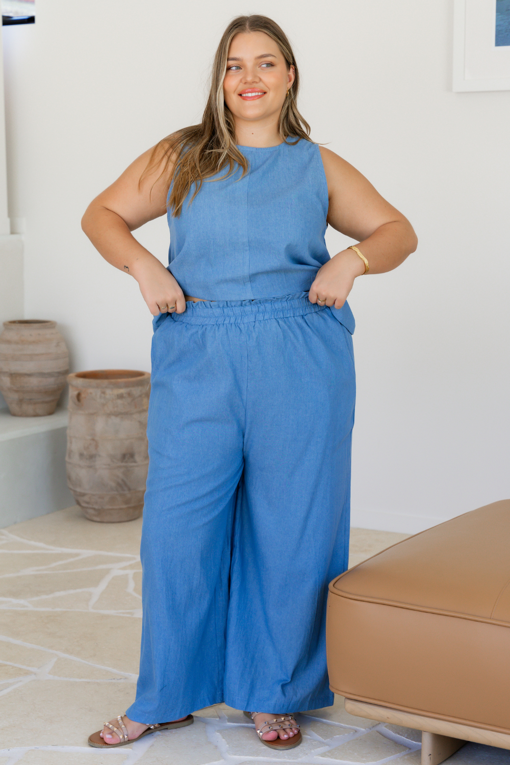 Trudy Shell Top Chambray
