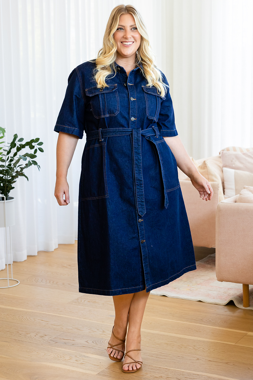 Final Sale | Turner Denim Midi Dress Dark Indigo