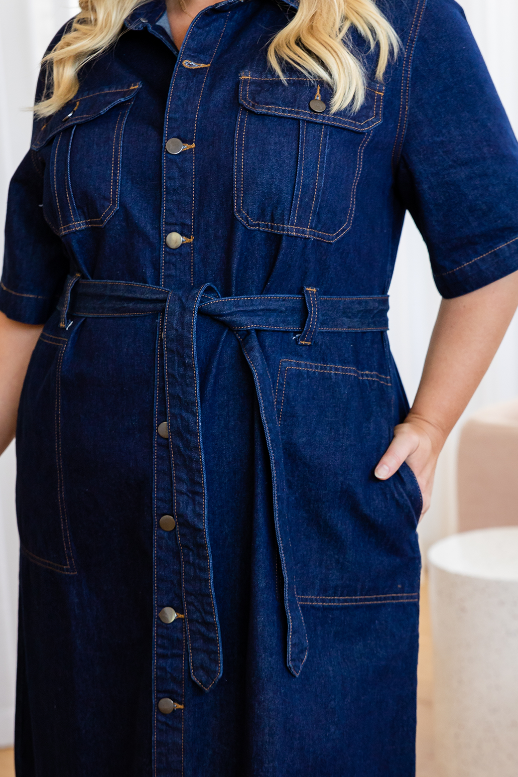 Final Sale | Turner Denim Midi Dress Dark Indigo