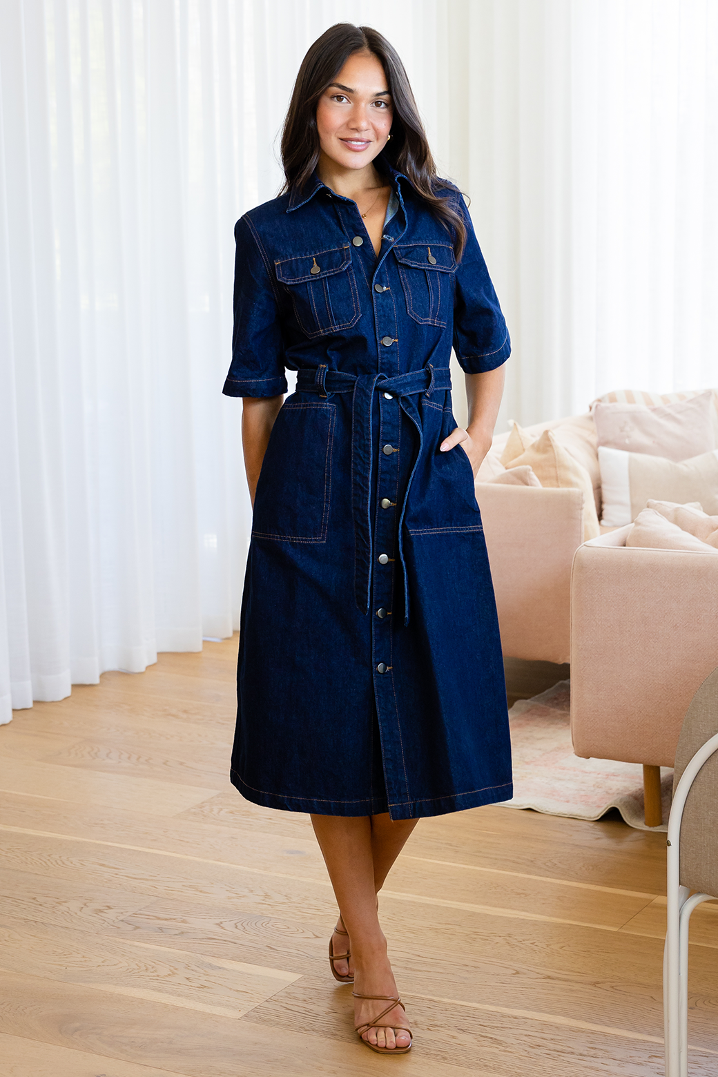 Final Sale | Turner Denim Midi Dress Dark Indigo