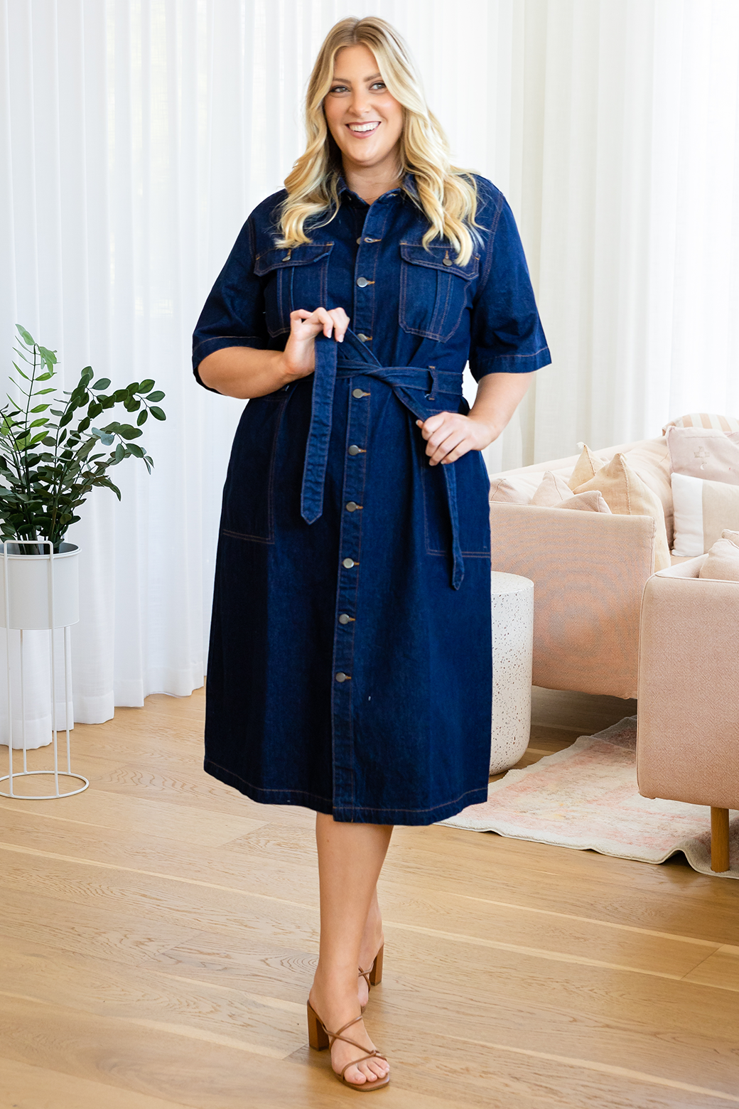Final Sale | Turner Denim Midi Dress Dark Indigo