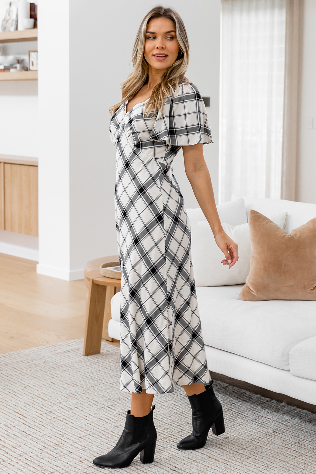 FINAL SALE | Valentina Bias Midi Dress Check