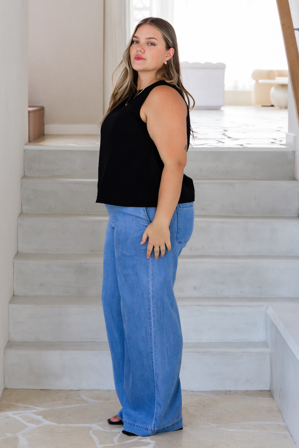 Valerie Drawstring Chambray Pants