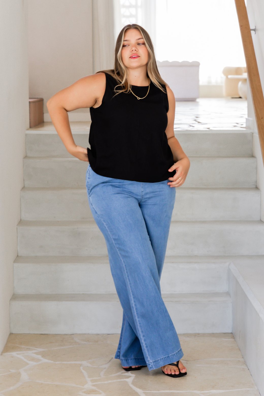 Valerie Drawstring Chambray Pants