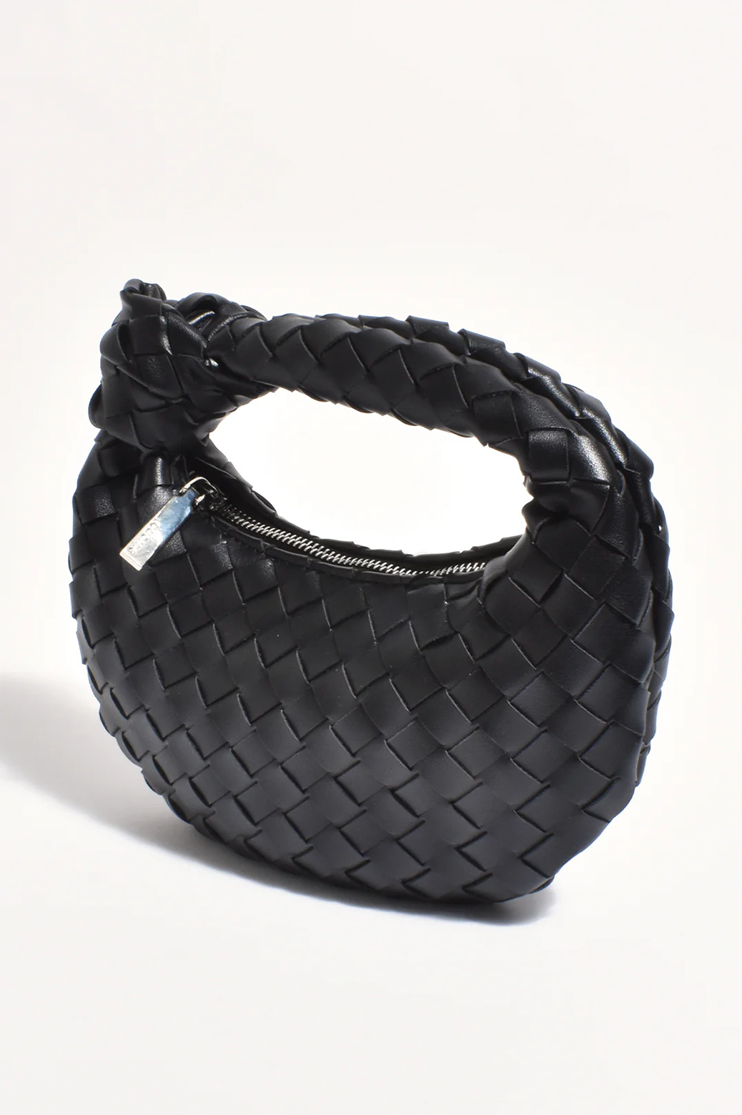 Adorne Vali Woven Mini Crescent Clutch Black