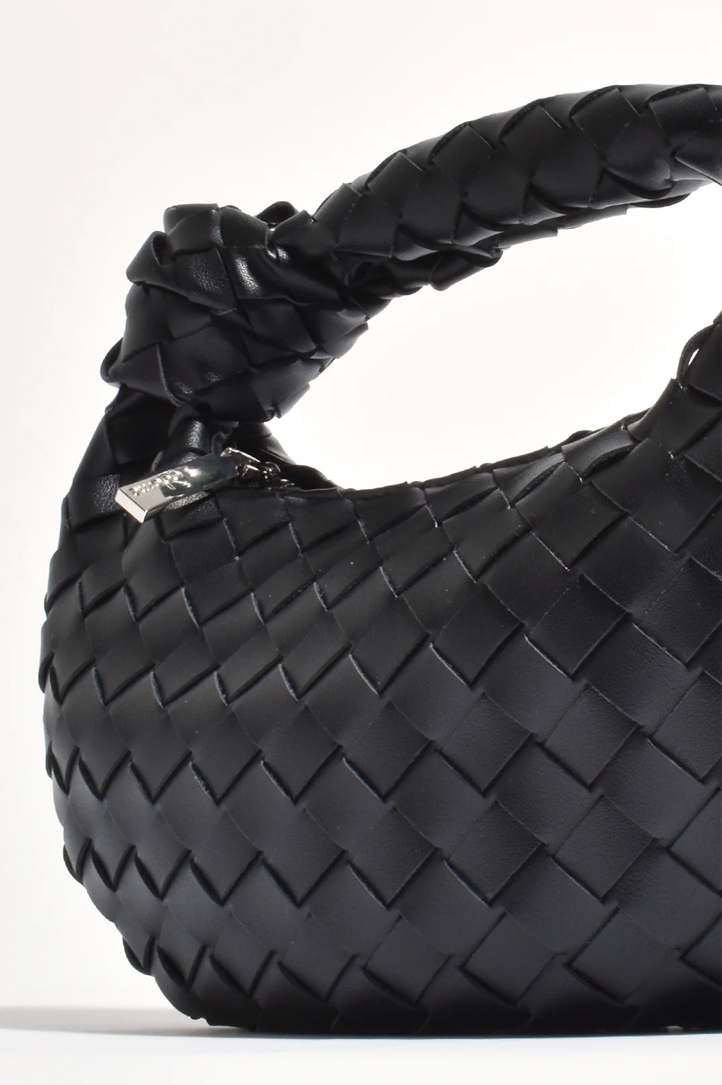Adorne Vali Woven Mini Crescent Clutch Black