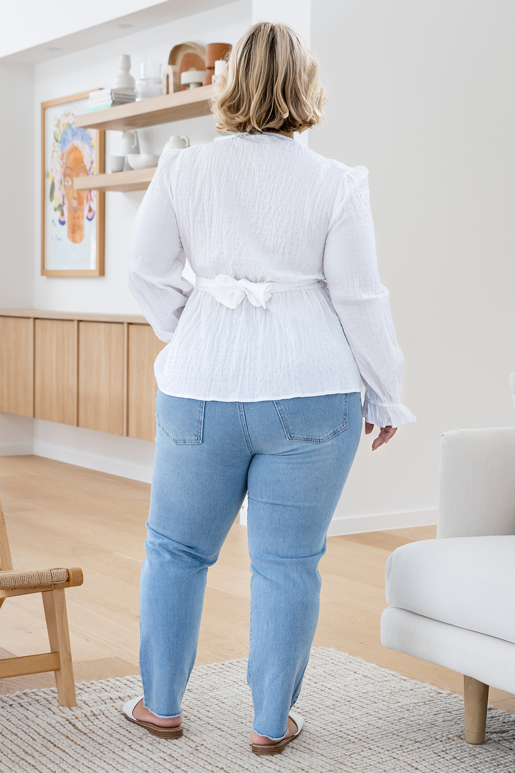 FINAL SALE | Sass Violet Puff Sleeve Faux Wrap Top White