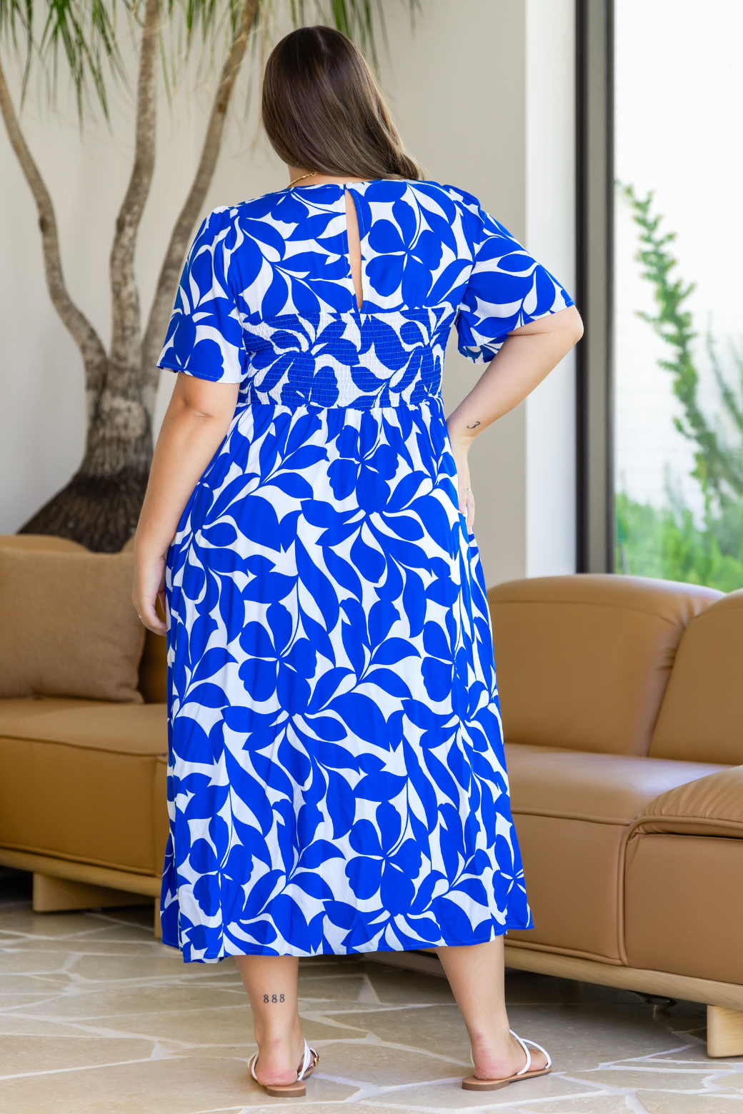 Annalee Midi Dress Charlize Print Blue White