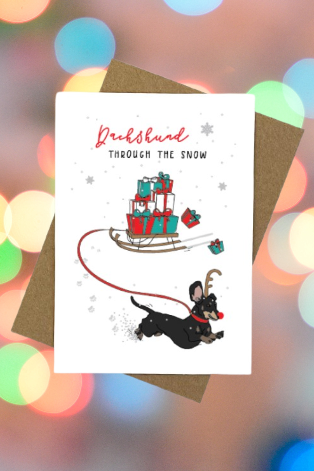 Candle Bark Creations Snow Dachshund Card