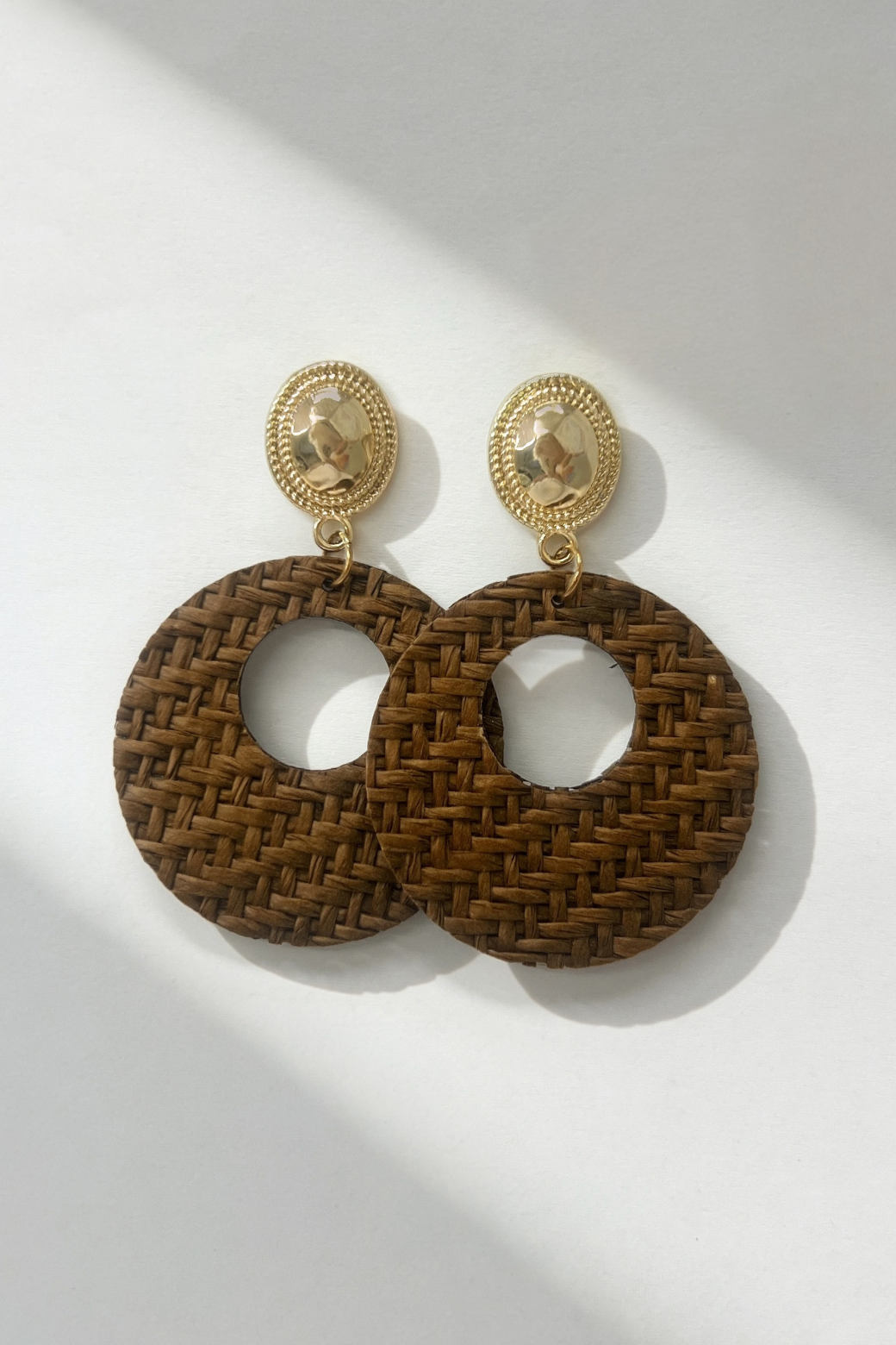 Weaved Hoop Earrings Gold/Brown