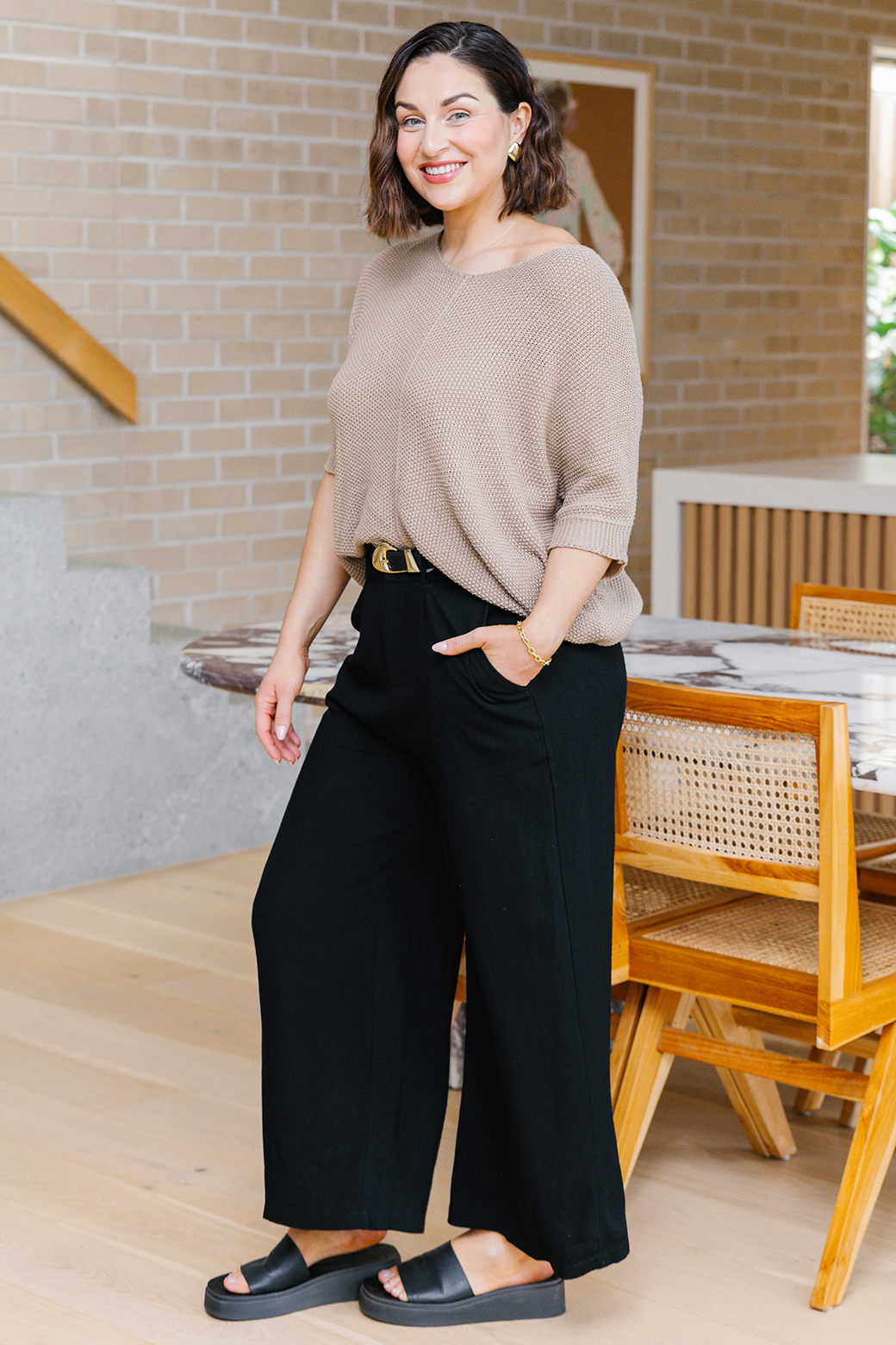 Whitney Linen Tailored Pants Black