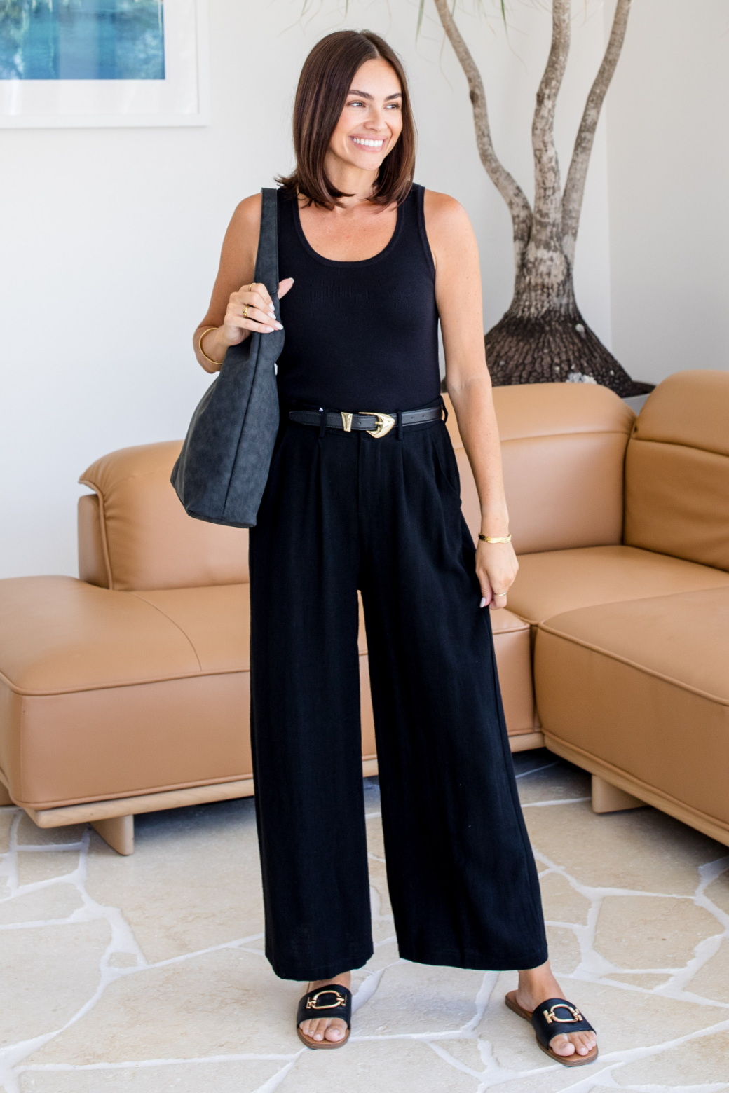 Whitney Linen Dress Pants Black | Orange Sherbet | Sizes 6-24