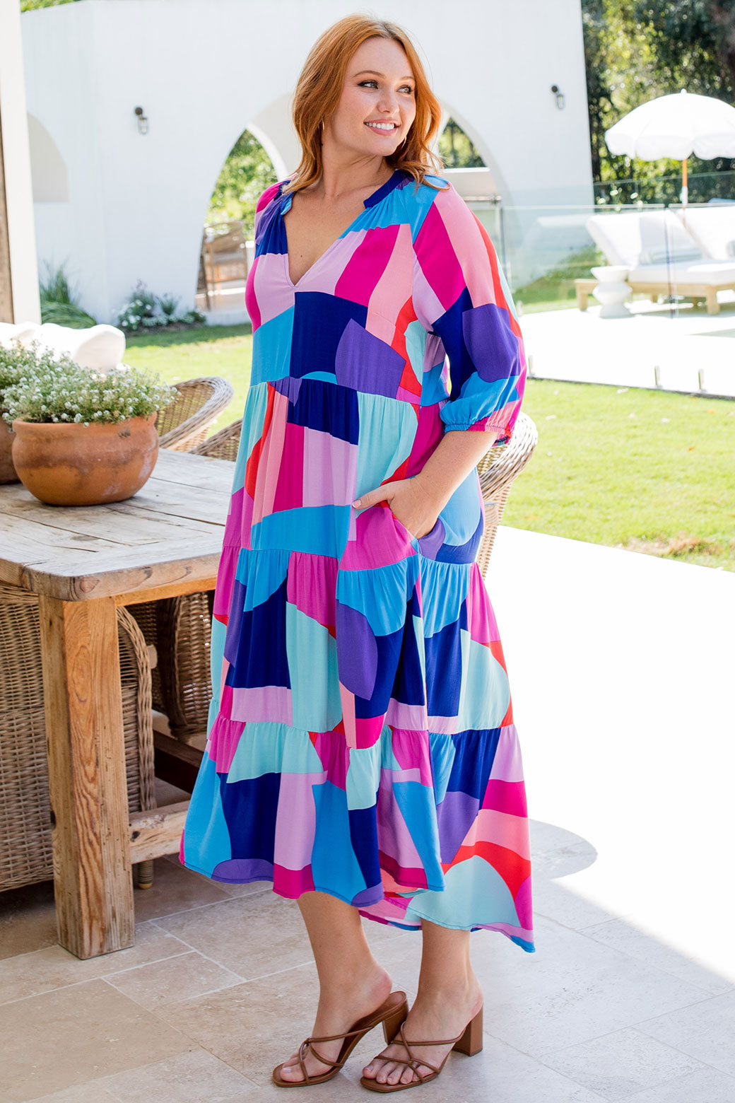 FINAL SALE Winnie Midi Dress Passion Print Multi