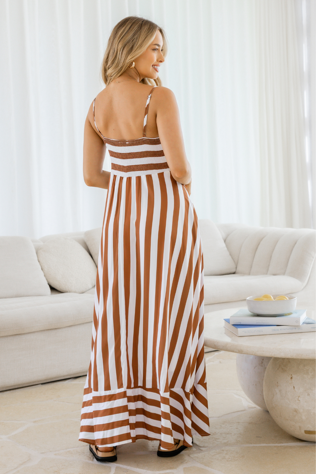 Xanthe Maxi Dress Caramel Stripe
