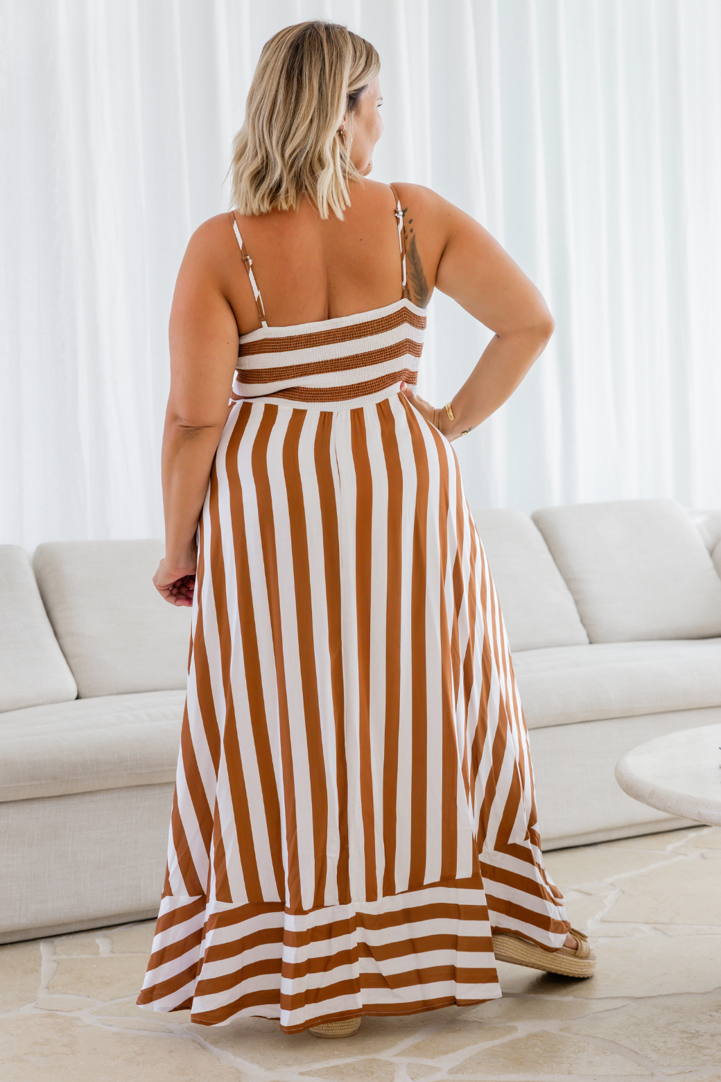 Xanthe Maxi Dress Caramel Stripe