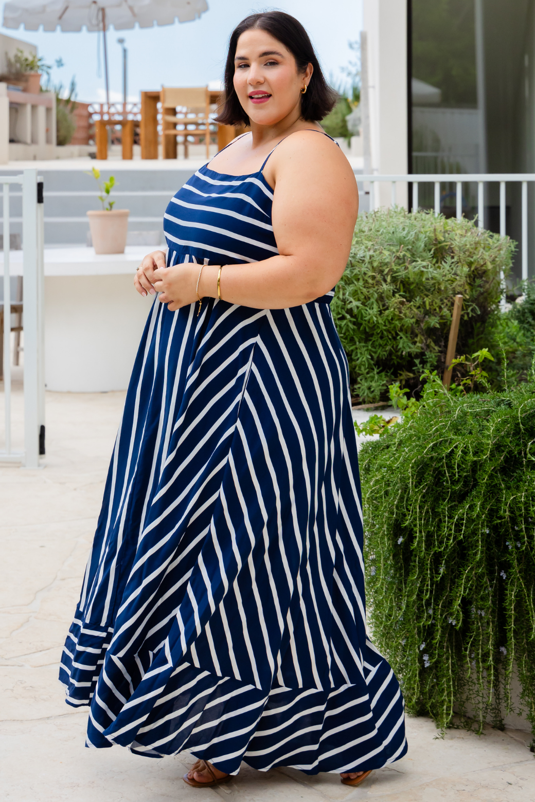 Xanthe Maxi Dress Navy Stripe