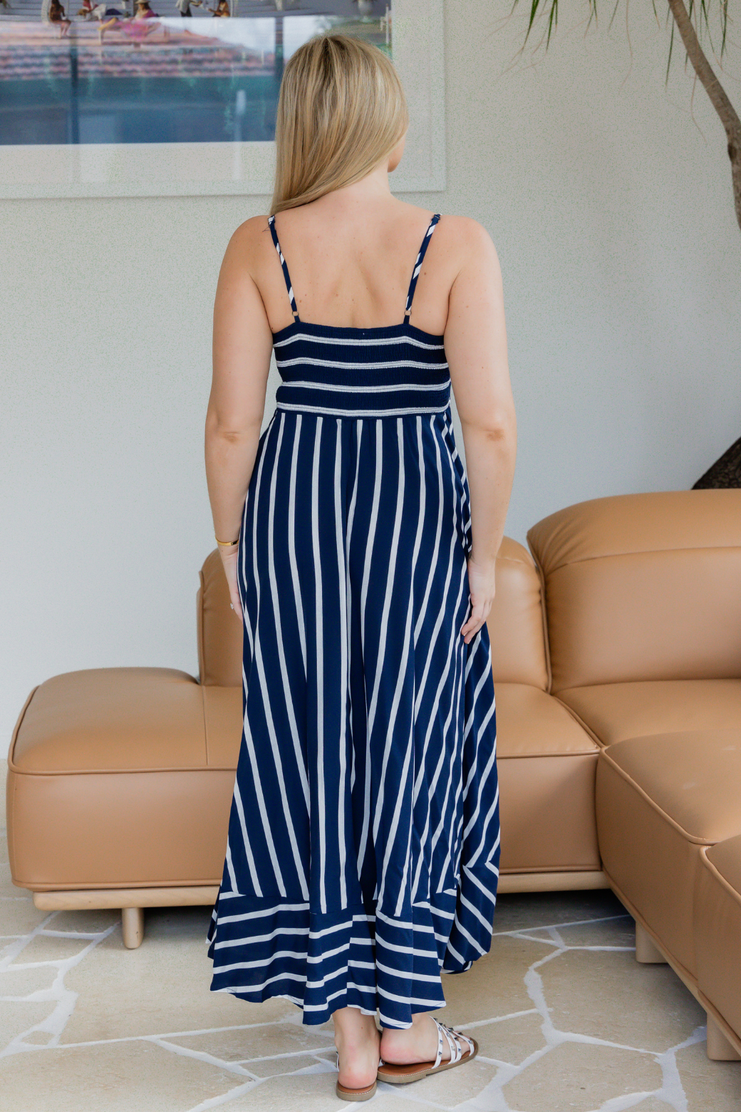 Xanthe Maxi Dress Navy Stripe