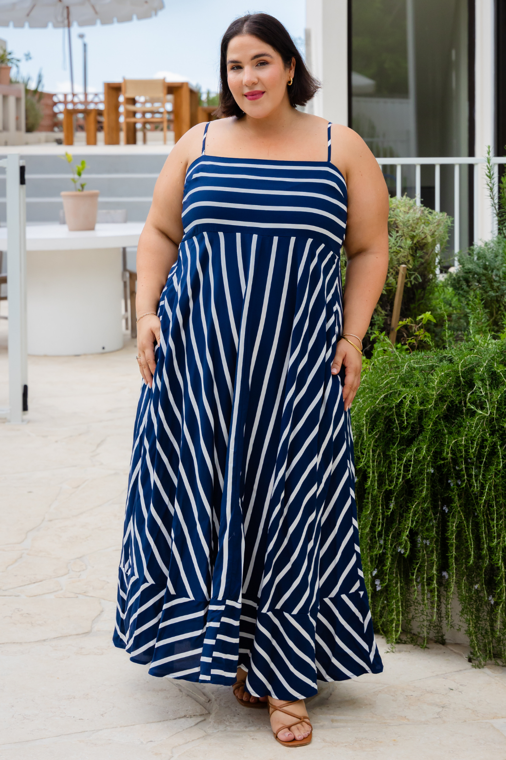 Xanthe Maxi Dress Navy Stripe