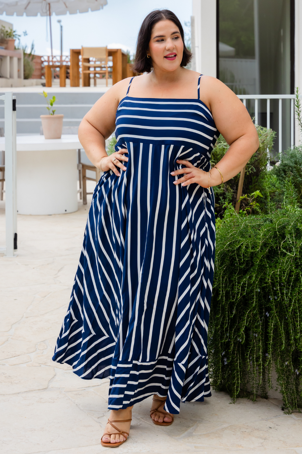 Xanthe Maxi Dress Navy Stripe