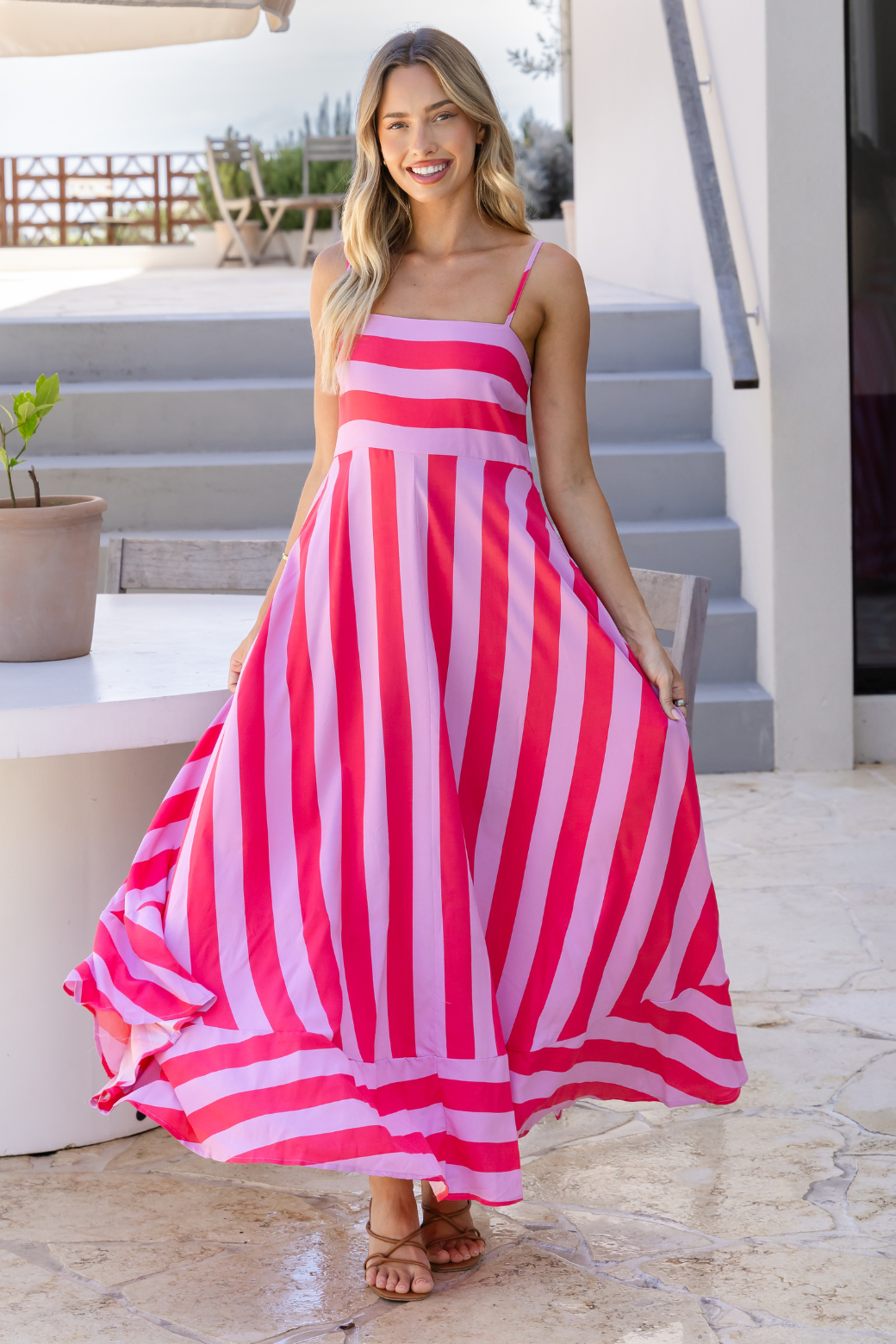 Xanthe Maxi Dress Pink Stripe – Orange Sherbet Boutique