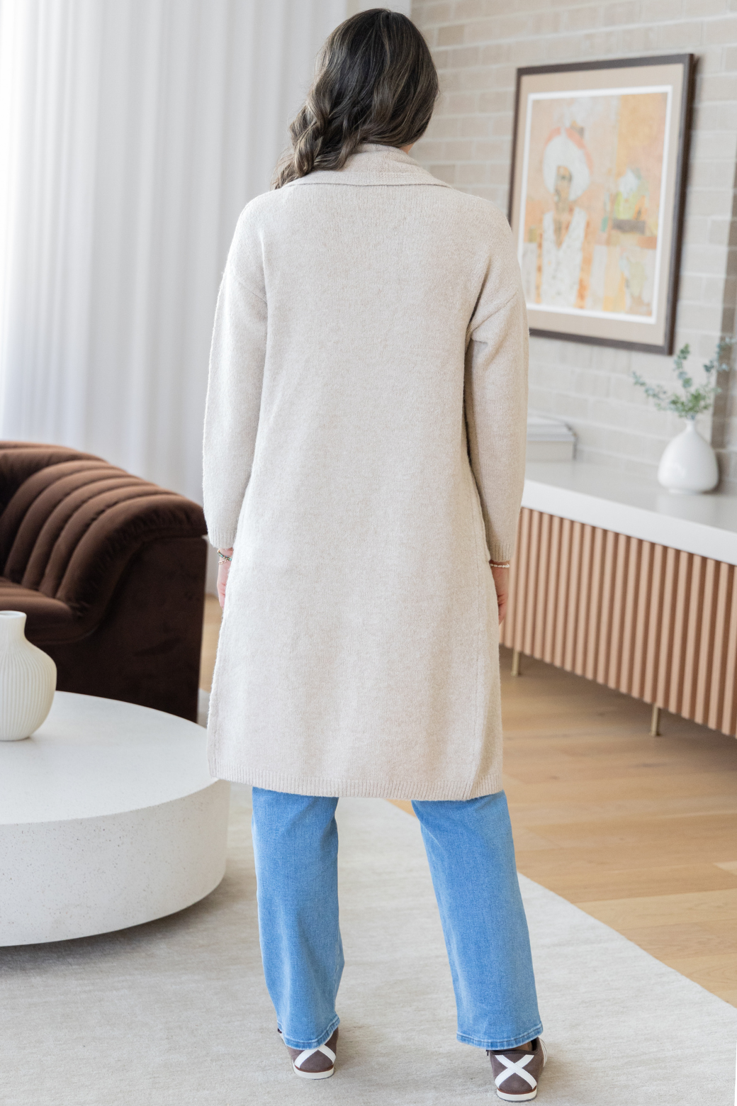 Yvonne Long Cardigan Taupe