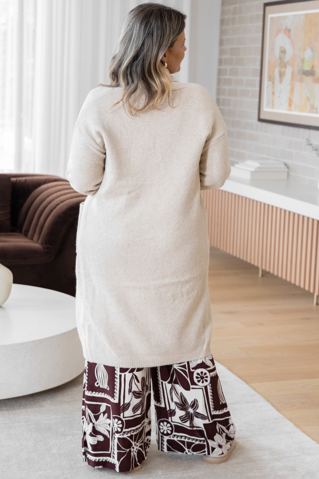 Yvonne Long Cardigan Taupe