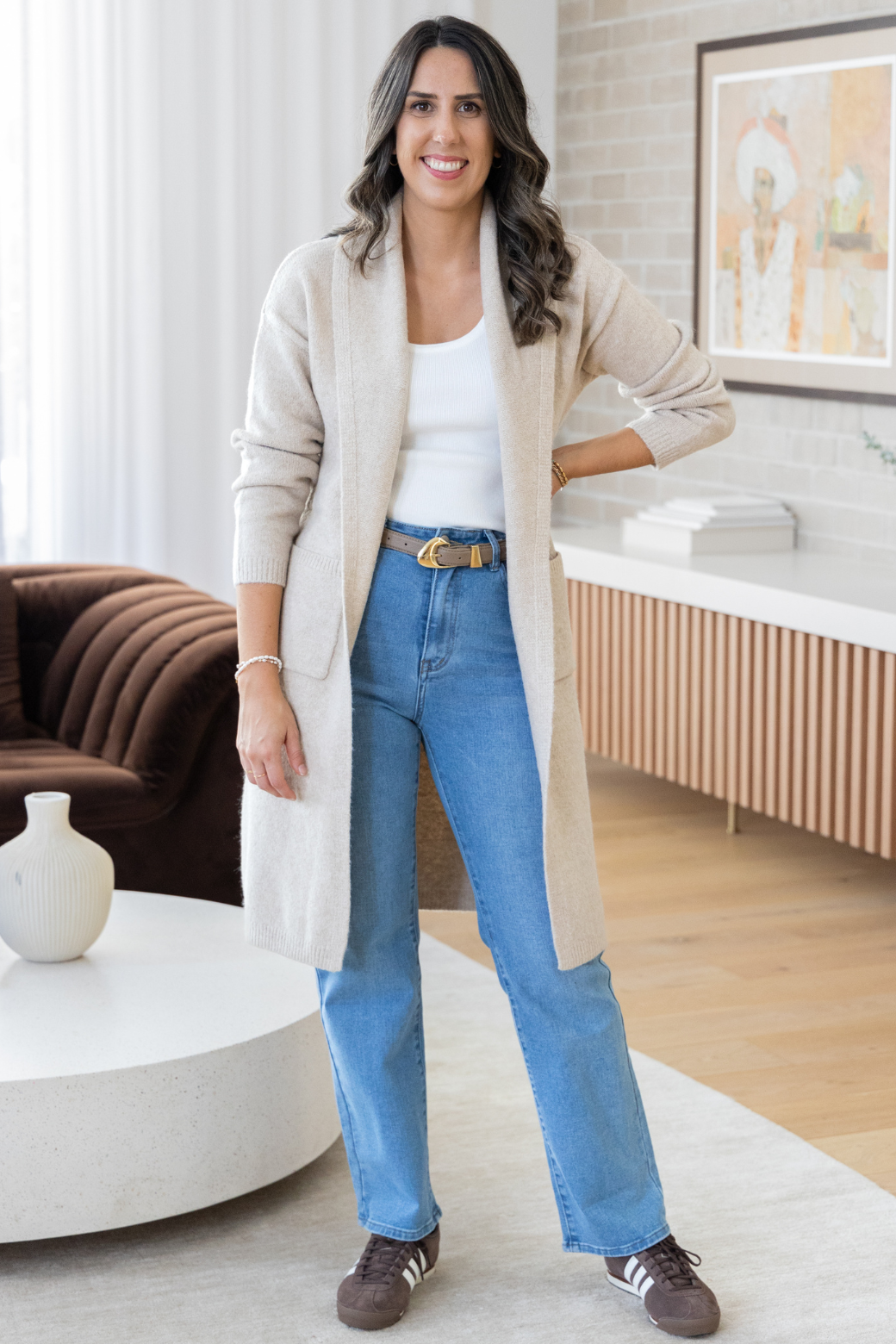 Yvonne Long Cardigan Taupe