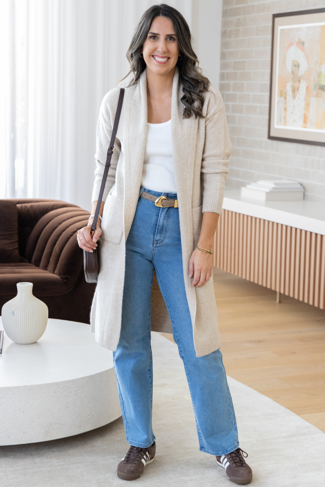 Yvonne Long Cardigan Taupe