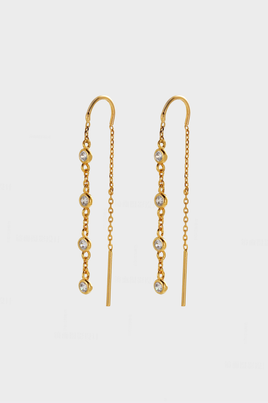 Zafino Adele Crystal Thread Earrings Gold