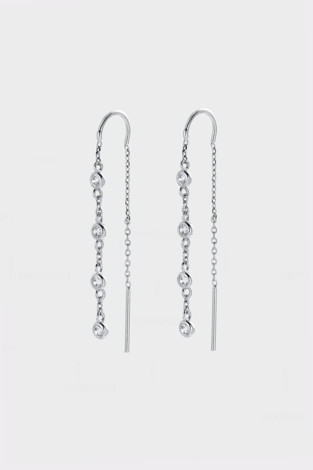 Zafino Adele Crystal Thread Earrings Silver