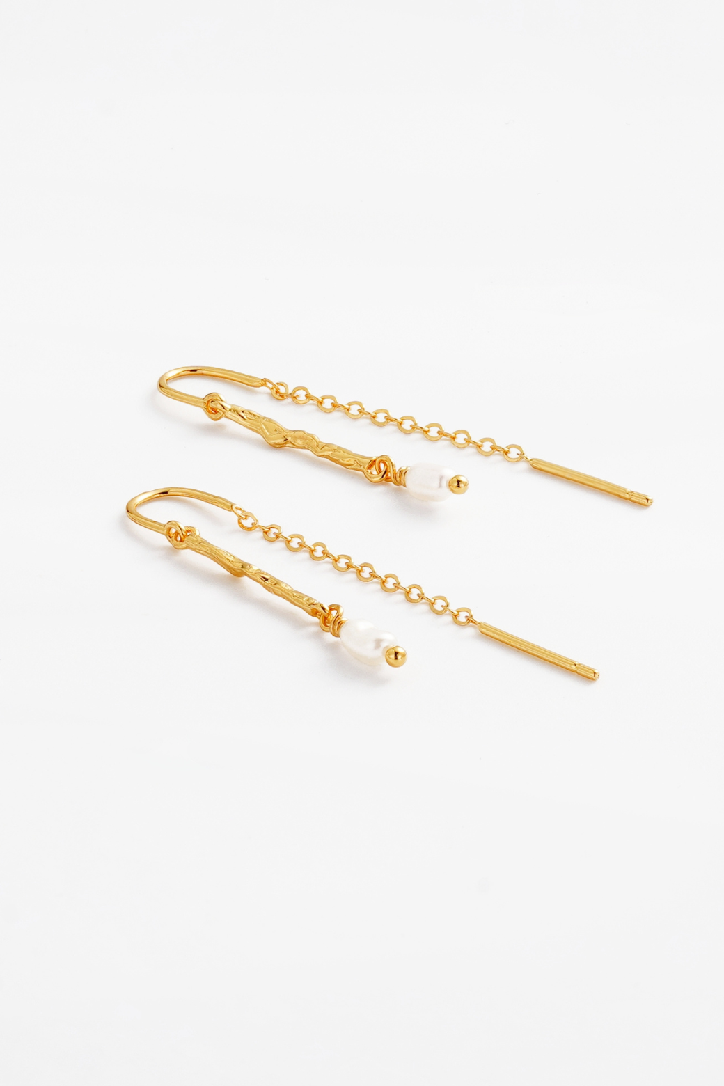 Zafino Alessia Pearl Thread Earrings Gold
