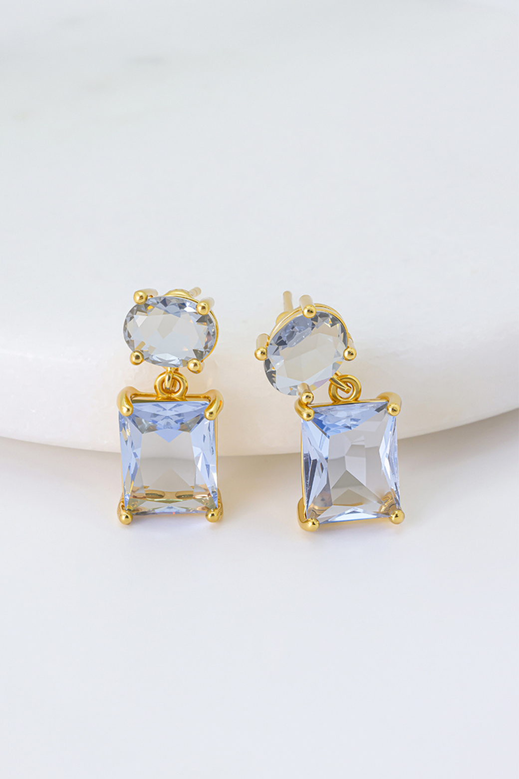 Zafino Crystal Blue Carly Earrings Gold
