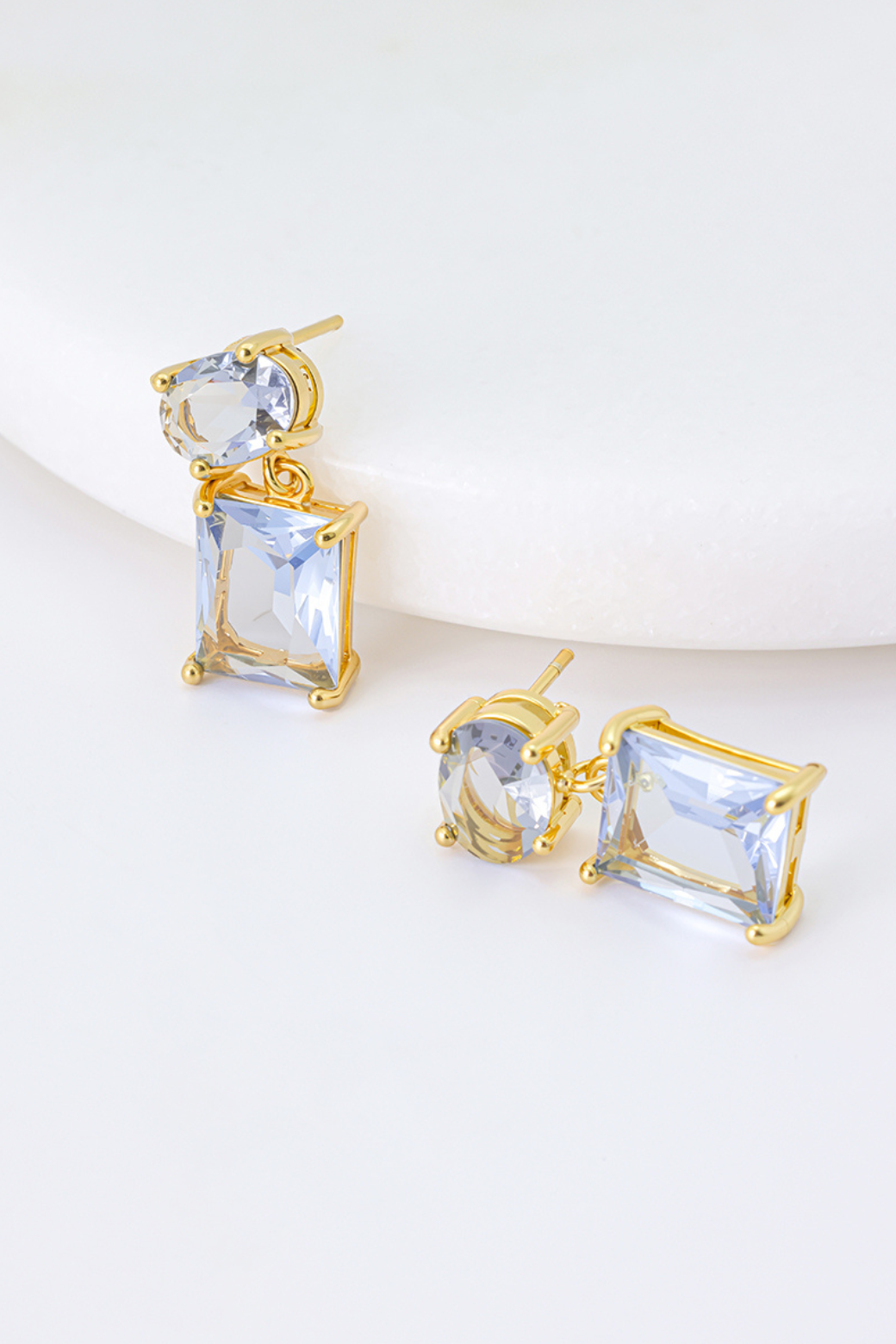 Zafino Crystal Blue Carly Earrings Gold