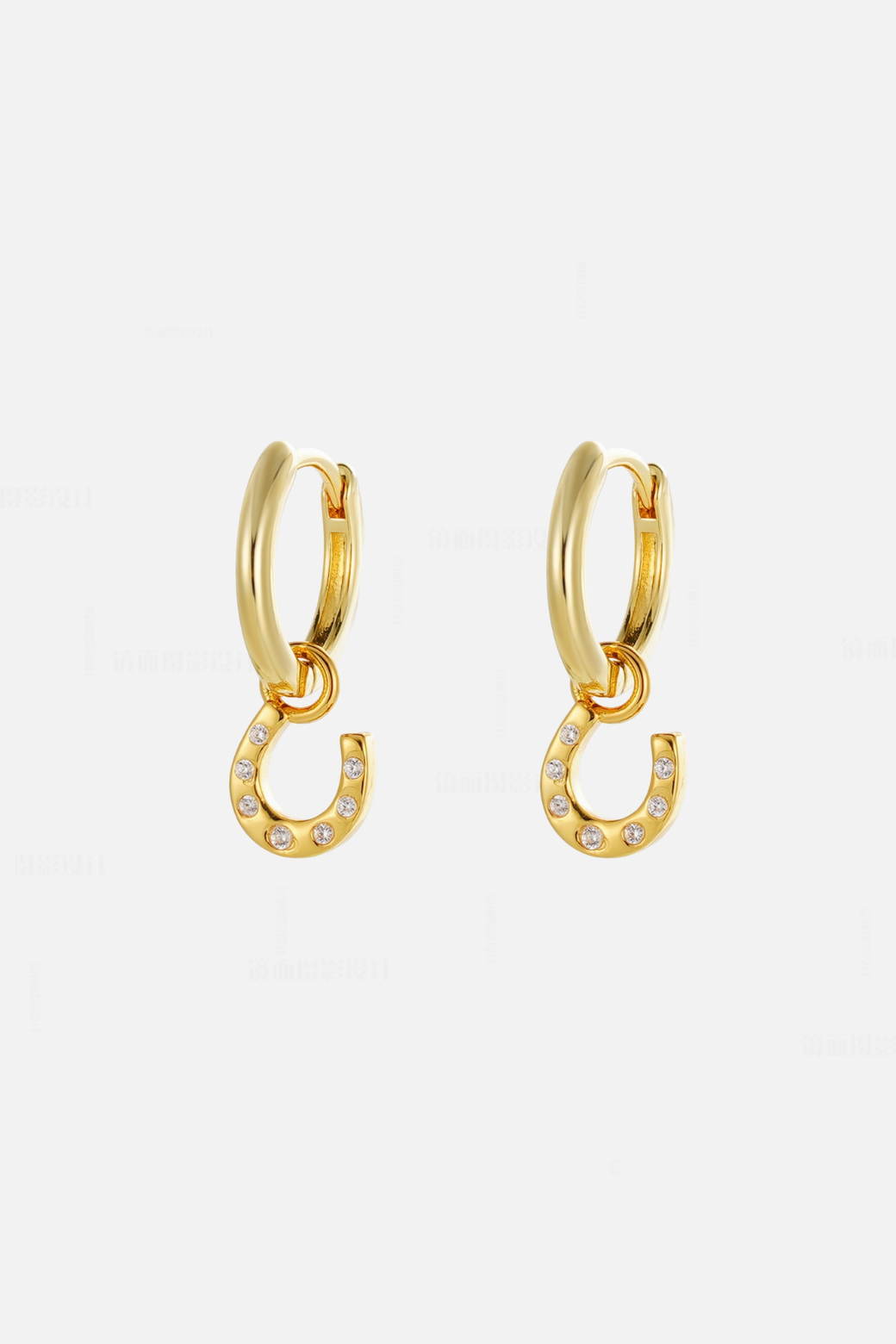 Zafino Lucky Horseshoe Huggie Hoop Gold