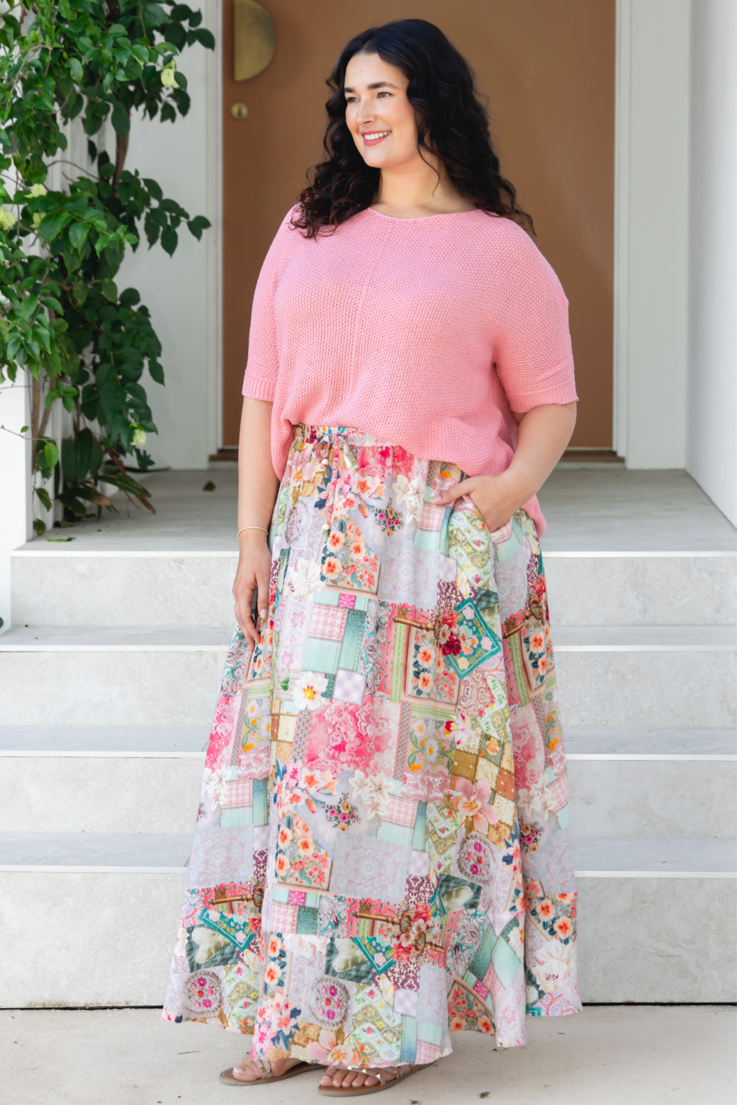 Zali Maxi Skirt Francesca Print Blush