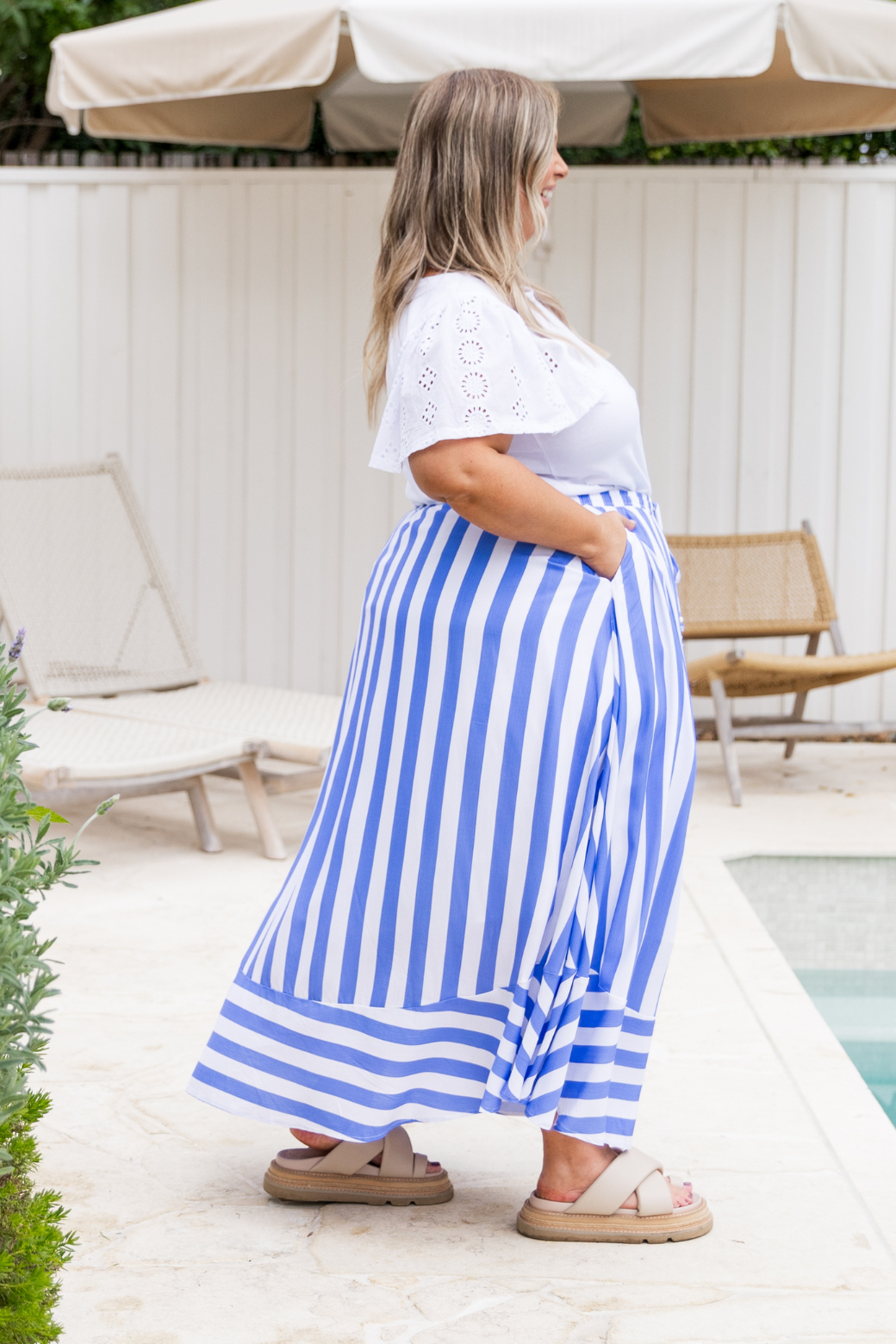 Zena Maxi Skirt Blue Stripe