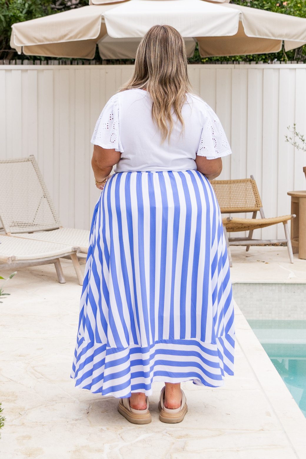 Zena Maxi Skirt Blue Stripe