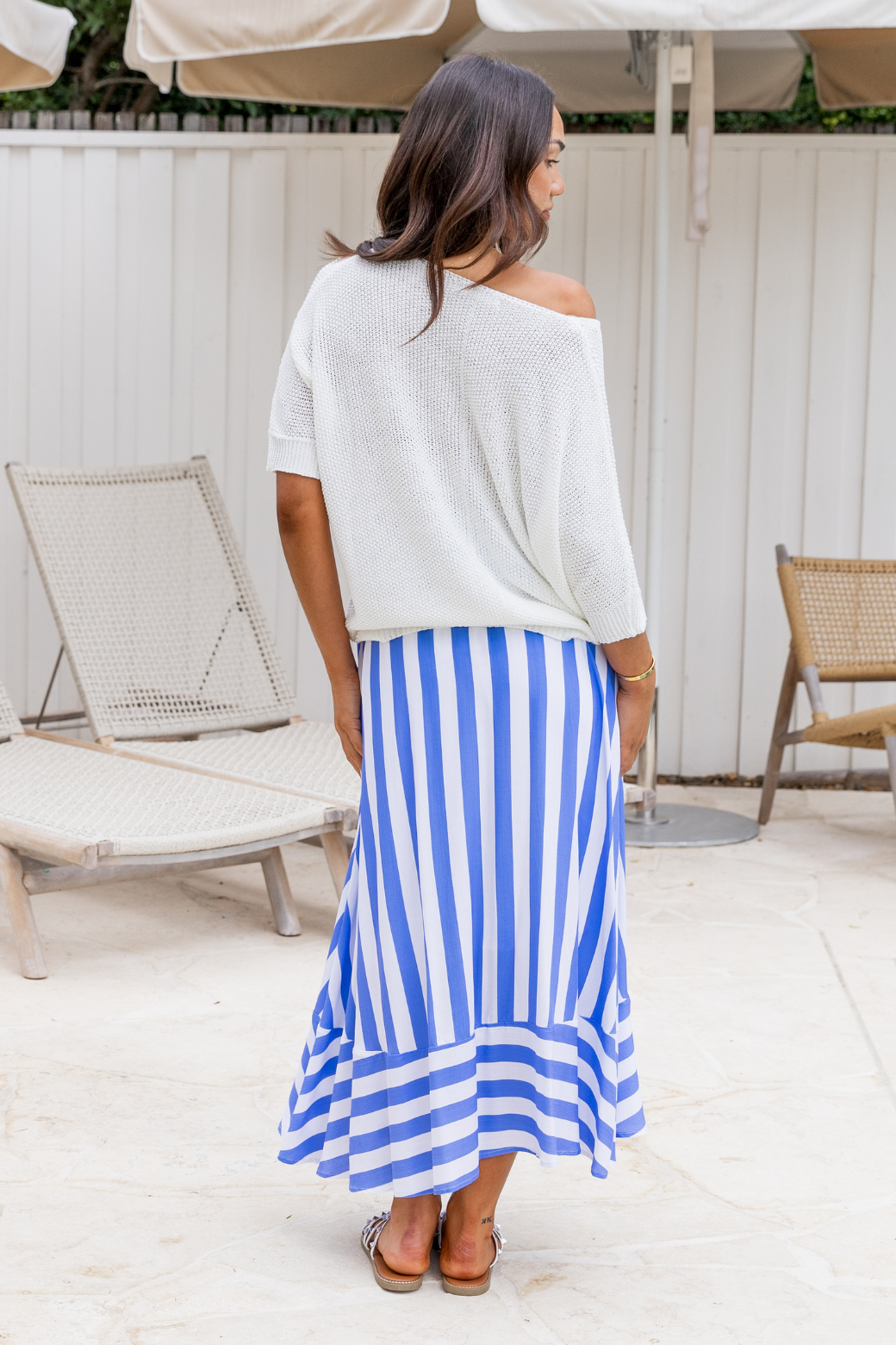 Zena Maxi Skirt Blue Stripe