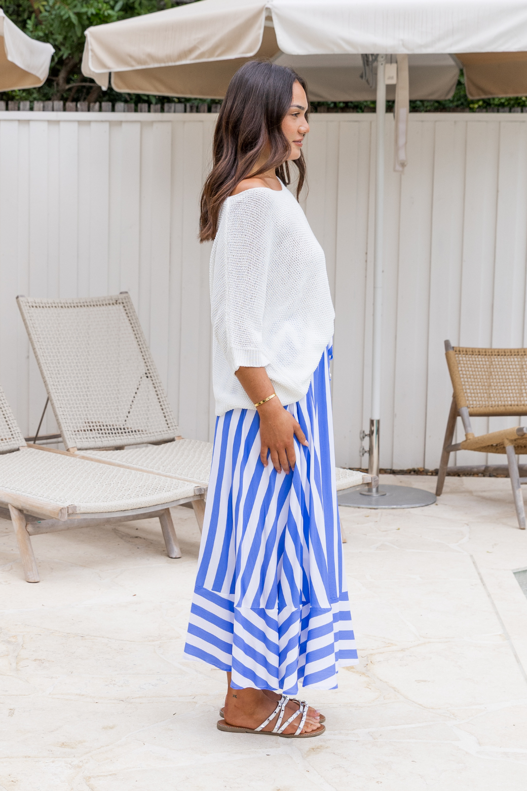 Zena Maxi Skirt Blue Stripe