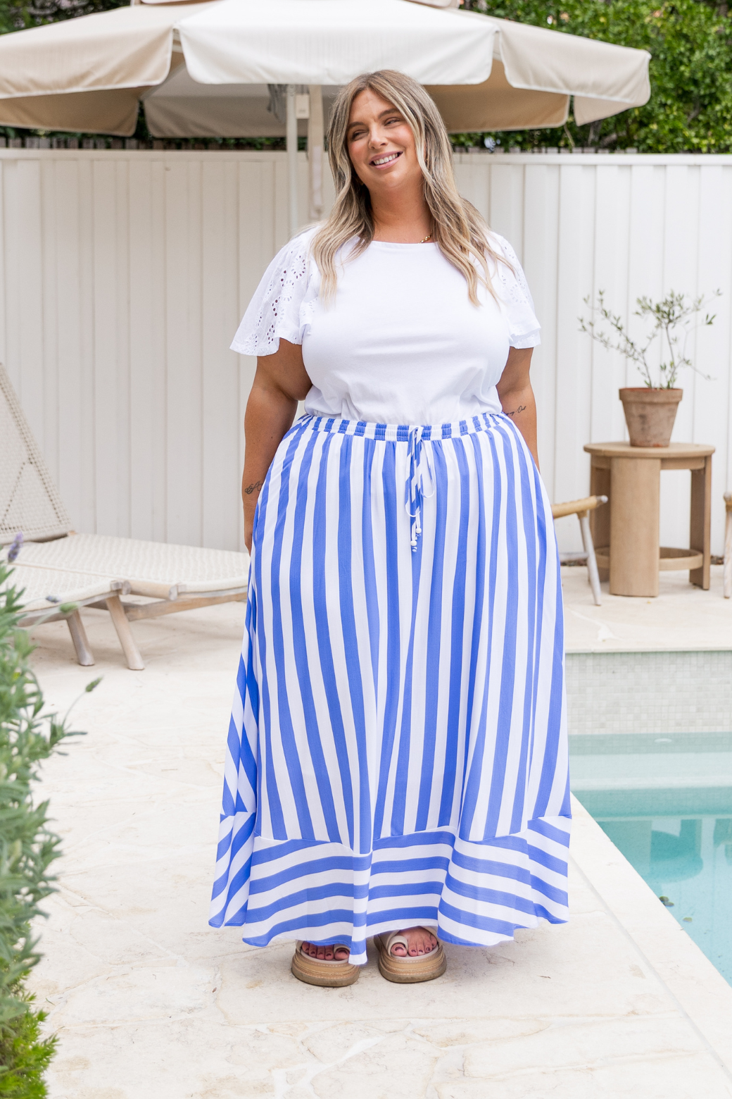 Zena Maxi Skirt Blue Stripe