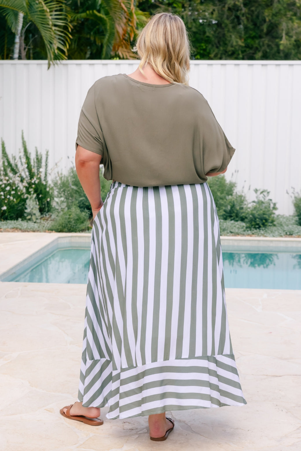 Final Sale l Zena Maxi Skirt Khaki Stripe
