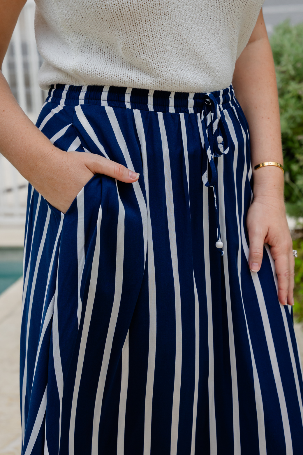 Zena Maxi Skirt Navy Stripe