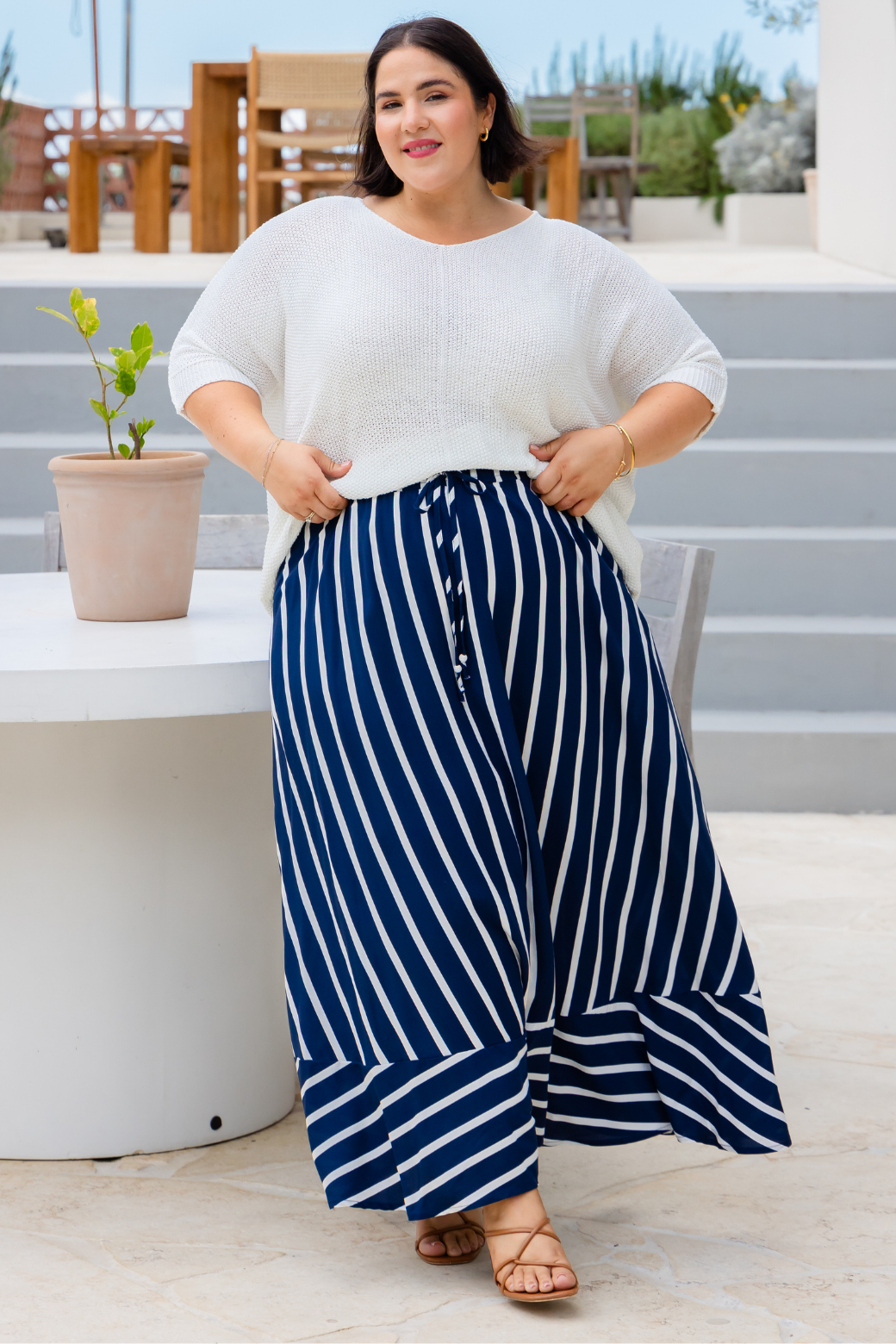 Zena Maxi Skirt Navy Stripe